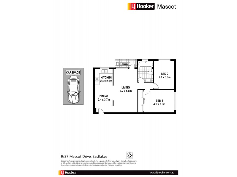 9/27 Mascot Drive, Eastlakes NSW 2018 Floorplan