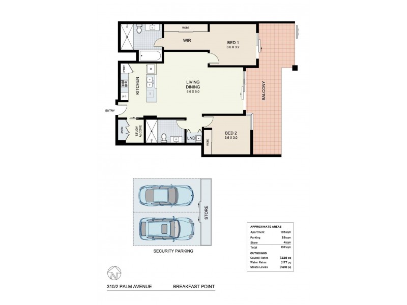 310/2 Palm Avenue, Breakfast Point NSW 2137 Floorplan