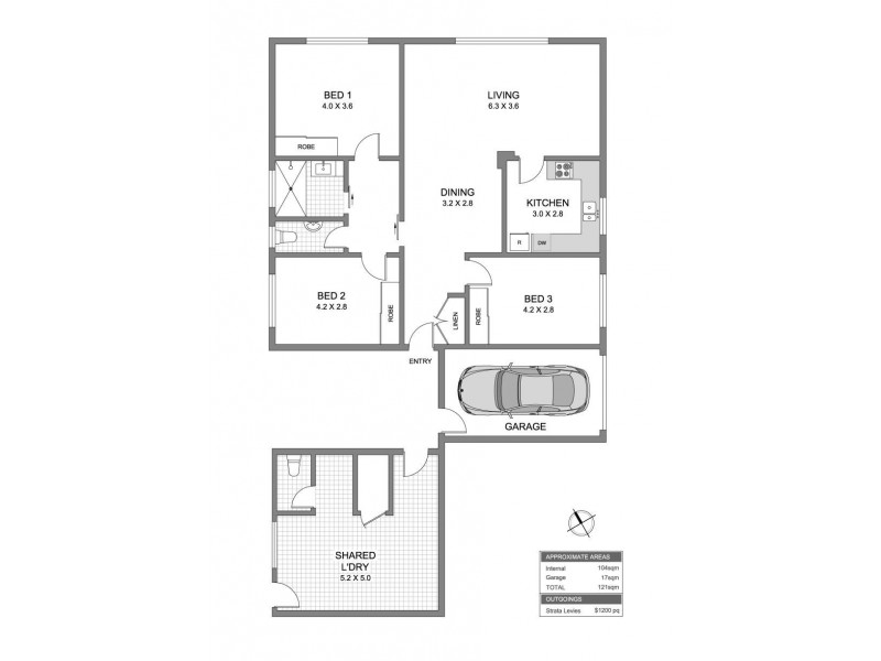 1/102A St Georges Crescent, Drummoyne NSW 2047 Floorplan