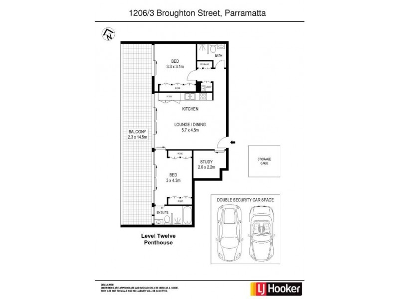 1206/3 Broughton Street, Parramatta NSW 2150 Floorplan