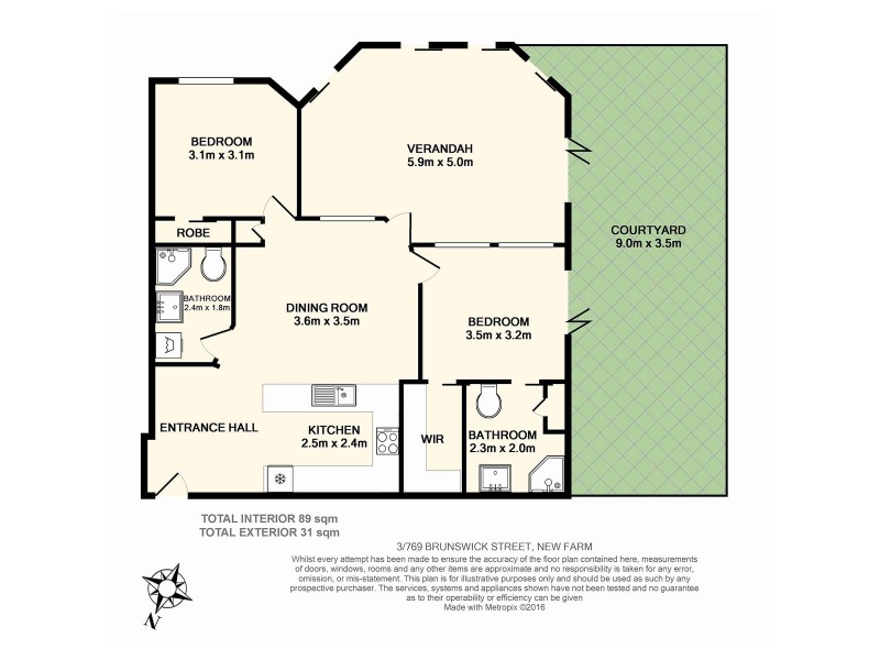 3/769 Brunswick Street, New Farm QLD 4005 Floorplan