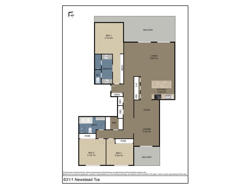 631/1 Newstead Terrace, Newstead QLD 4006 Floorplan