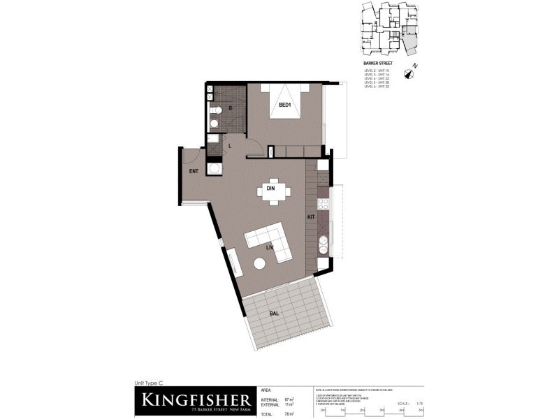 10/75 Barker Street, New Farm QLD 4005 Floorplan