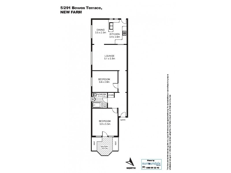 5/291 Bowen Terrace, New Farm QLD 4005 Floorplan