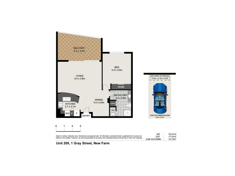 209/1 Gray Street, New Farm QLD 4005 Floorplan