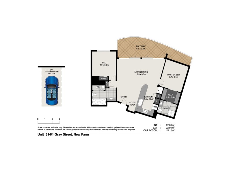 314/1 Gray Street, New Farm QLD 4005 Floorplan