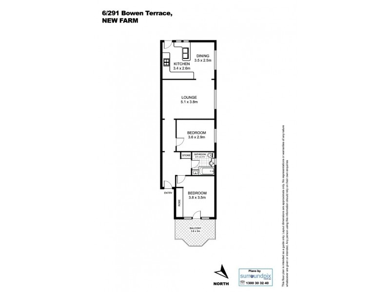 6/291 Bowen Terrace, New Farm QLD 4005 Floorplan