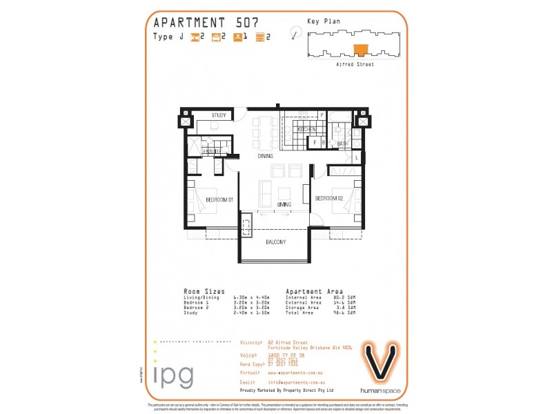 507/82 Alfred Street, Fortitude Valley QLD 4006 Floorplan