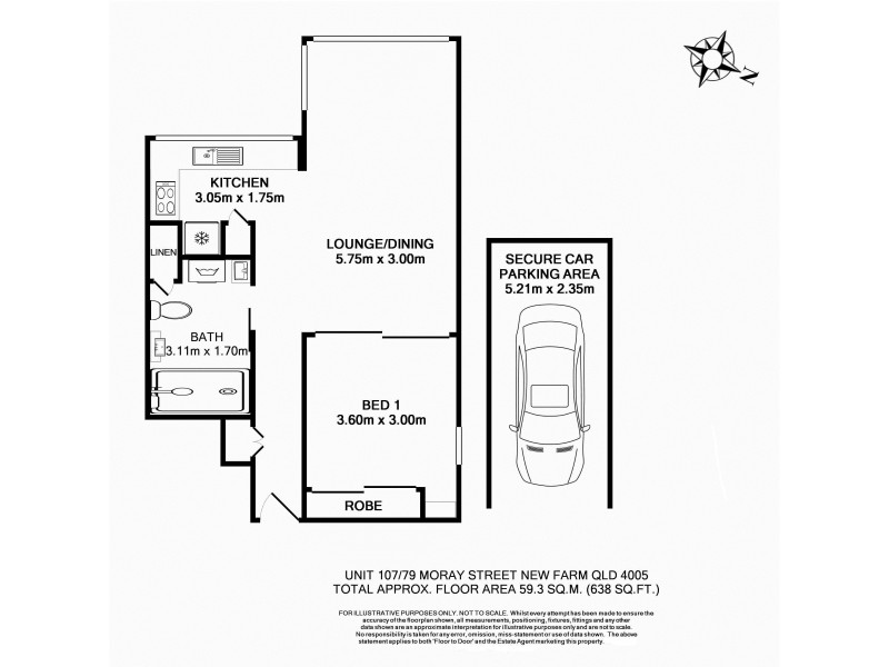 107/79 Moray Street, New Farm QLD 4005 Floorplan
