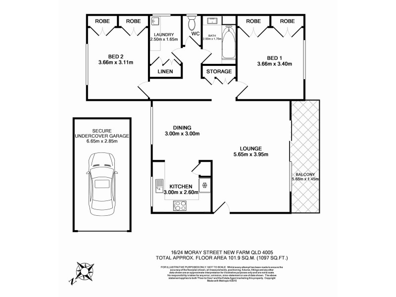 16/24 Moray Street, New Farm QLD 4005 Floorplan