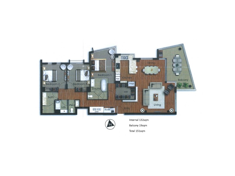 2203/25 Anderson Street, Kangaroo Point QLD 4169 Floorplan