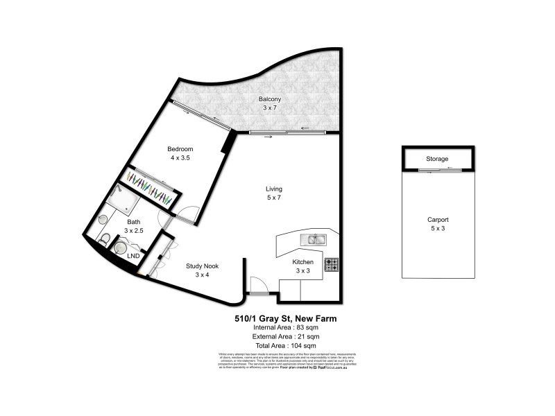 510/1 Gray Street, New Farm QLD 4005 Floorplan