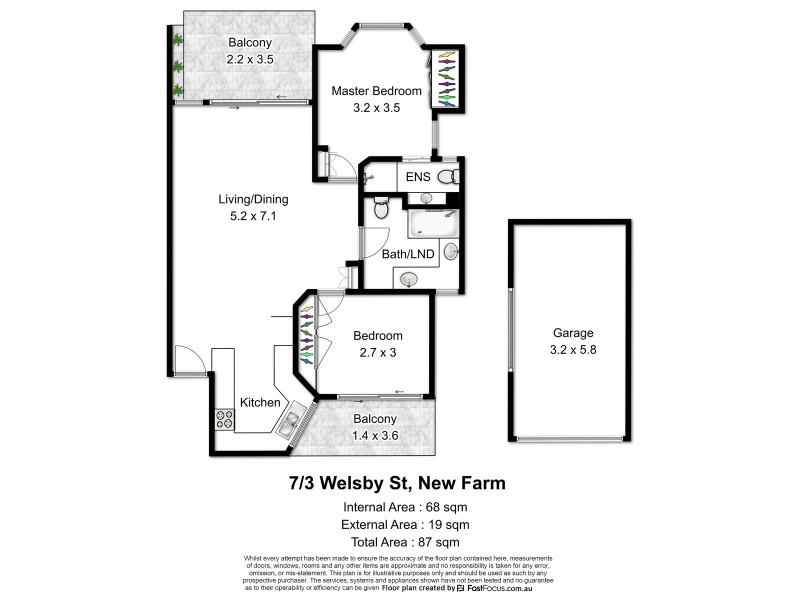 7/3 Welsby Street, New Farm QLD 4005 Floorplan