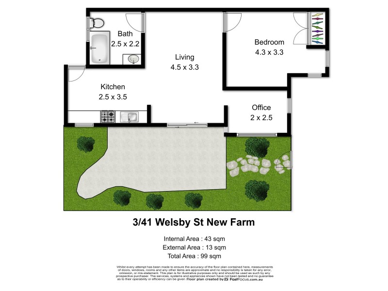 3/41 Welsby Street, New Farm QLD 4005 Floorplan