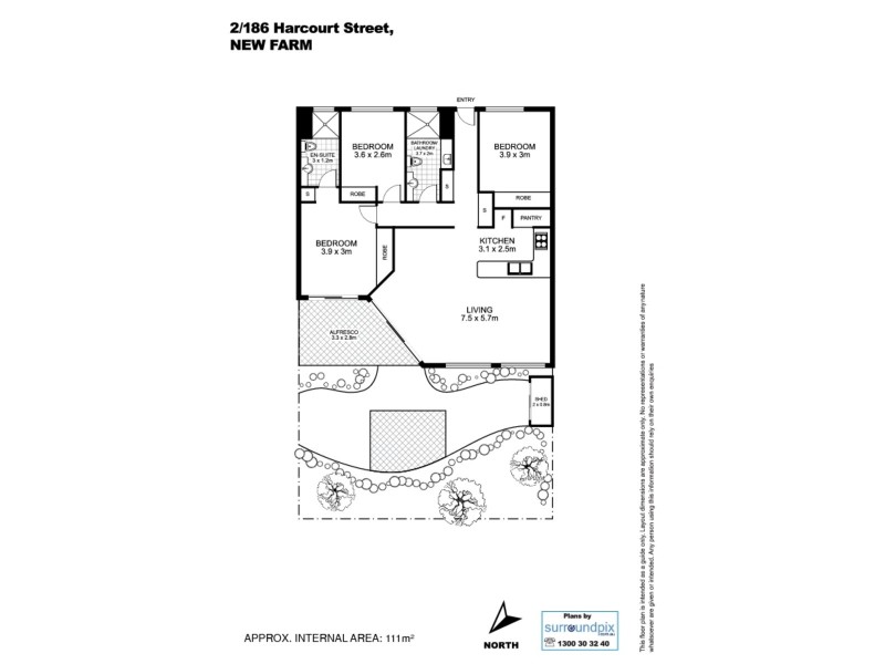 2/186 Harcourt Street, New Farm QLD 4005 Floorplan