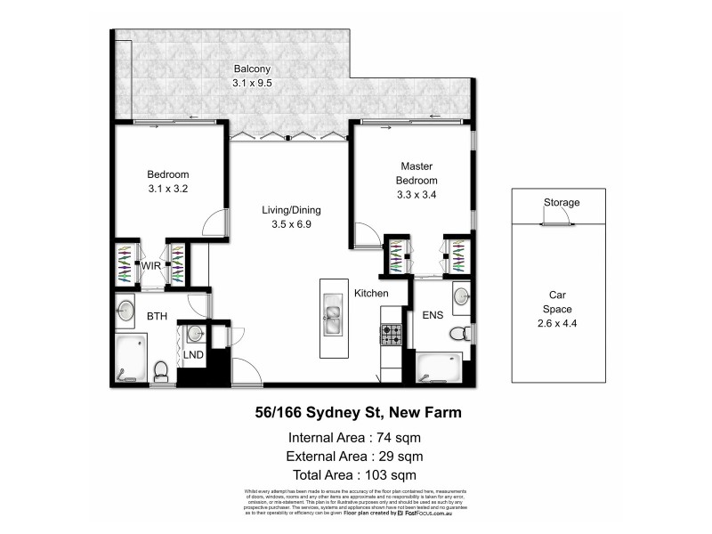 56/166 Sydney Street, New Farm QLD 4005 Floorplan