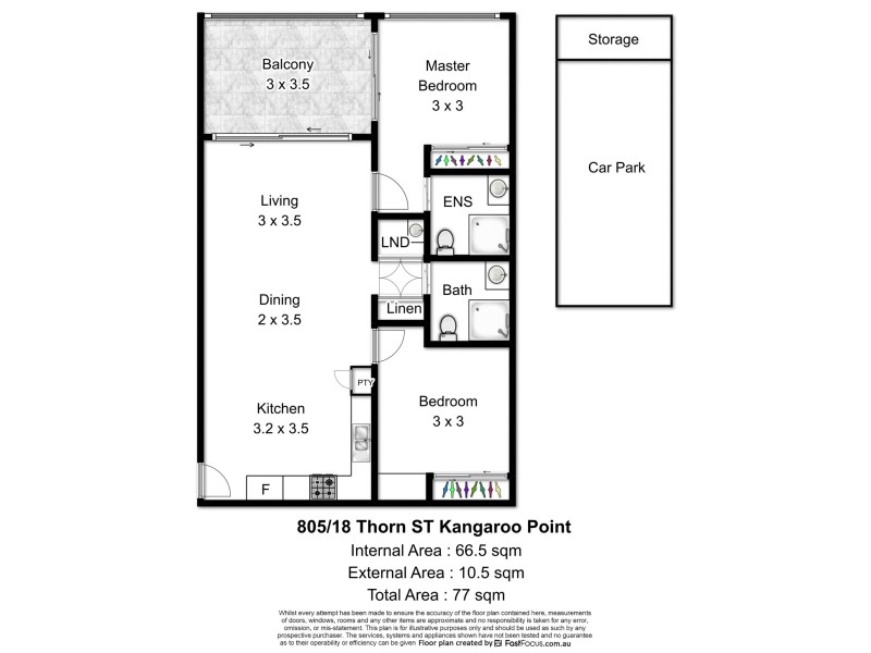 805/18 Thorn Street, Kangaroo Point QLD 4169 Floorplan