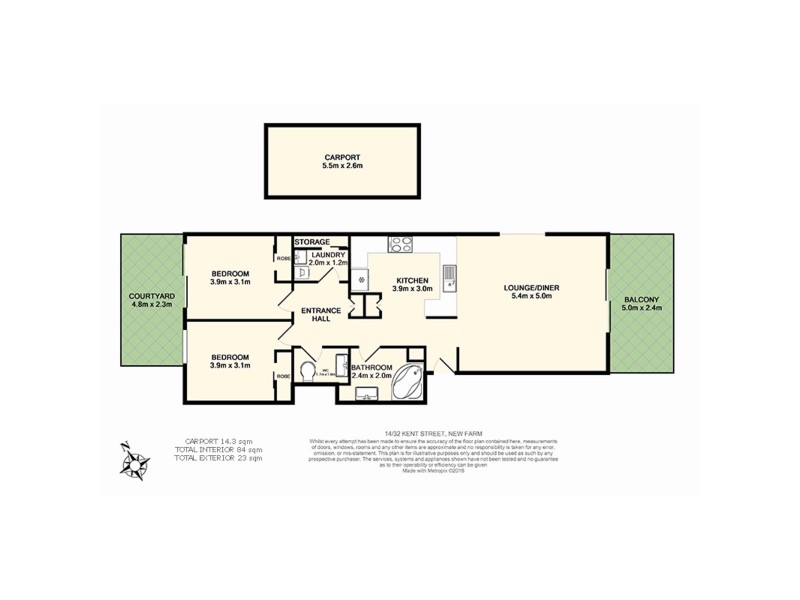 14/32 Kent Street, New Farm QLD 4005 Floorplan