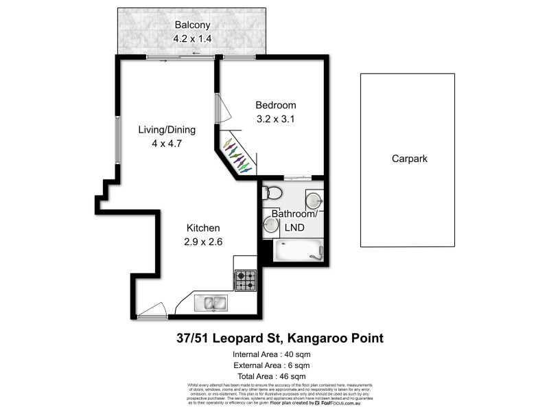 37/51 Leopard Street, Kangaroo Point QLD 4169 Floorplan