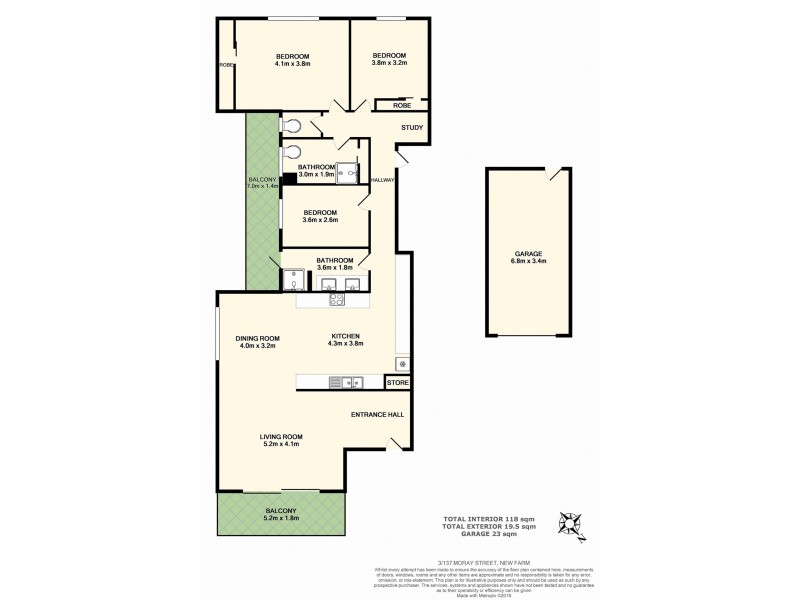 3/137 Moray Street, New Farm QLD 4005 Floorplan