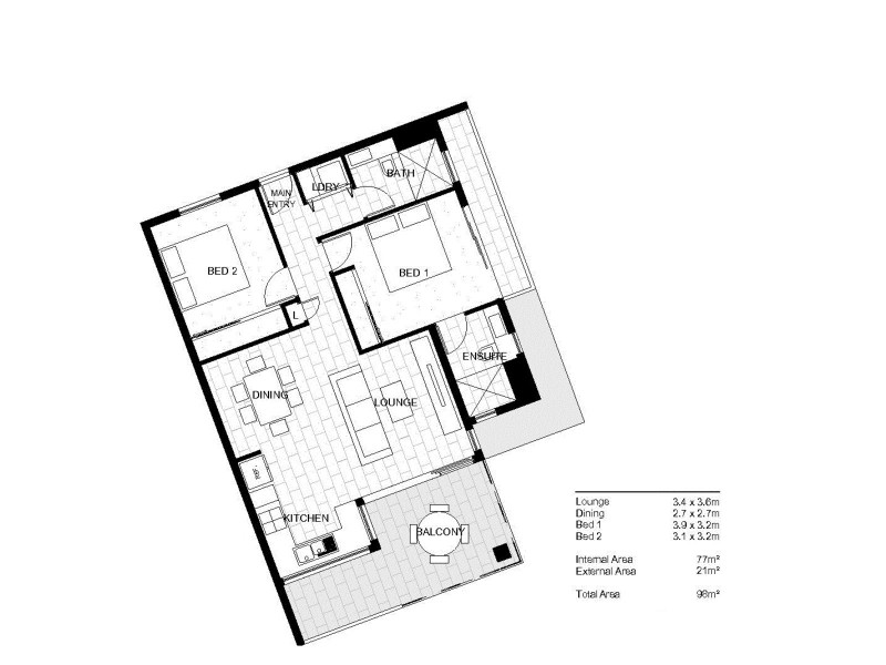 212/23 Robinson Place, Kelvin Grove QLD 4059 Floorplan