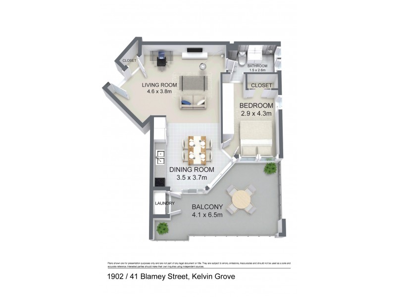 1902/41 Blamey Street, Kelvin Grove QLD 4059 Floorplan
