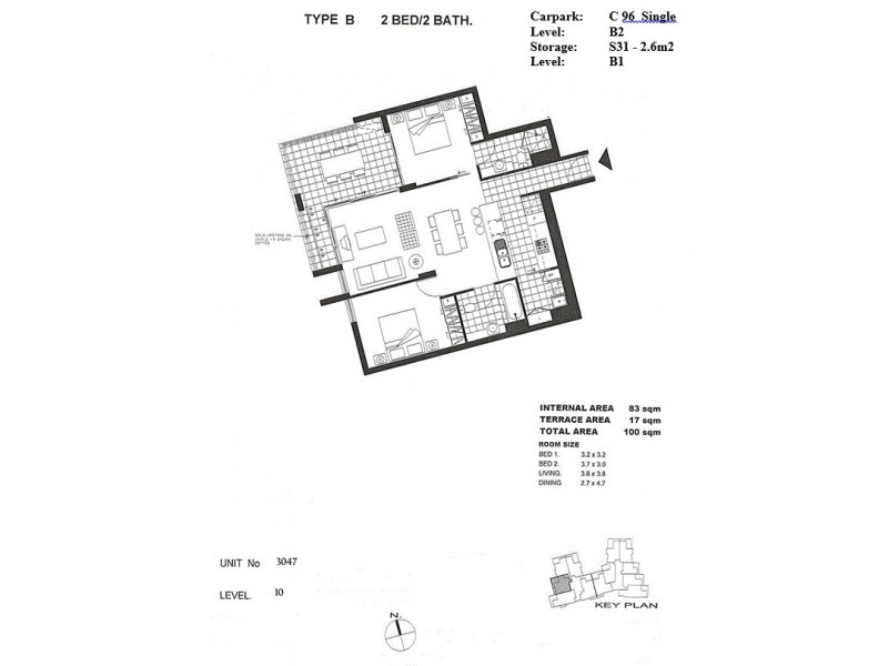 Unit 3047/3 Parkland Boulevard, Brisbane QLD 4000 Floorplan