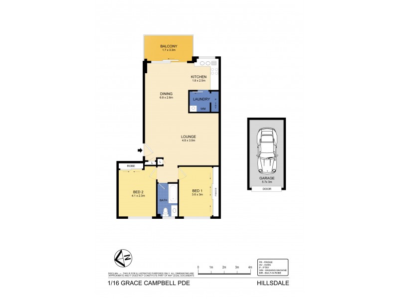 1/16 Grace Campbell Crescent, Hillsdale NSW 2036 Floorplan