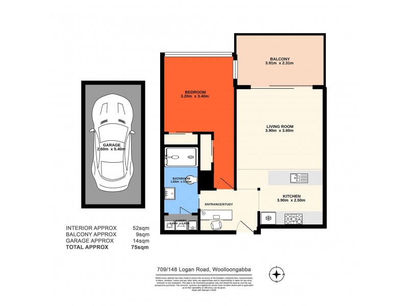 709/148 Logan Road, Woolloongabba QLD 4102 Floorplan