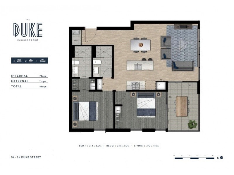 1102/18 Duke Street, Kangaroo Point QLD 4169 Floorplan