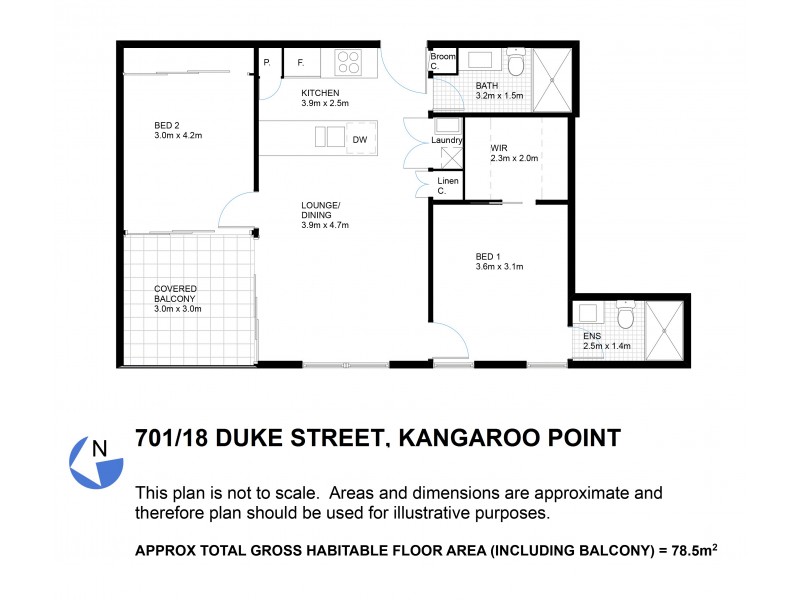 701/18 Duke Street, Kangaroo Point QLD 4169 Floorplan