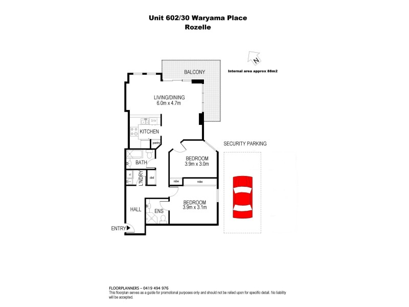 E602/30 Warayama Place, Rozelle NSW 2039 Floorplan