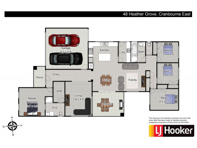 48 Heather Grove, Cranbourne East VIC 3977 Floorplan