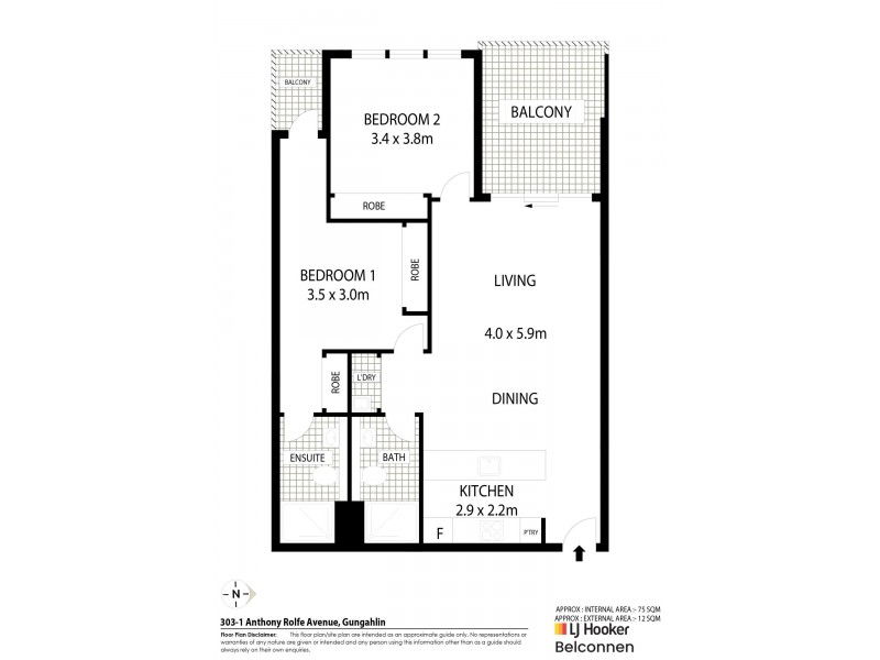 303/1 Anthony Rolfe Avenue, Gungahlin ACT 2912 Floorplan