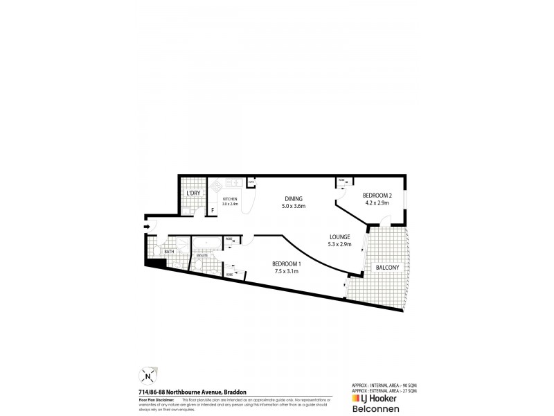 714/86-88 Northbourne Avenue, Braddon ACT 2612 Floorplan
