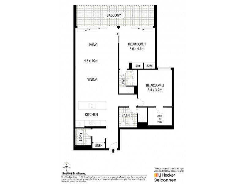 1102/161 Emu Bank, Belconnen ACT 2617 Floorplan