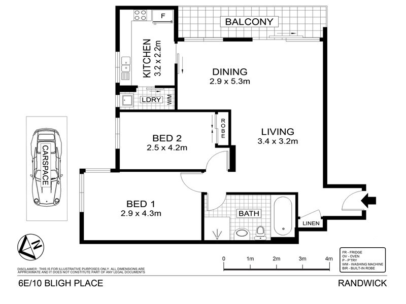 6E/10 Bligh Place, Randwick NSW 2031 Floorplan