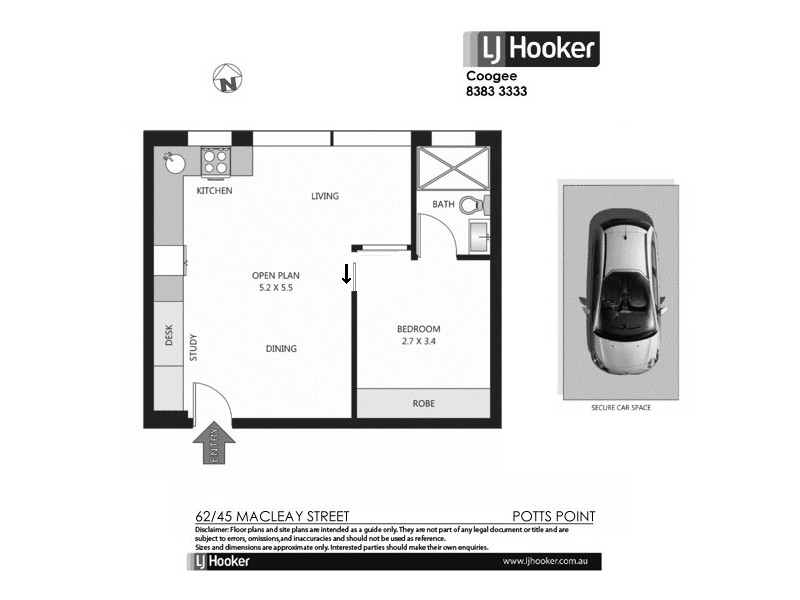 62/45 Macleay St, Potts Point NSW 2011 Floorplan