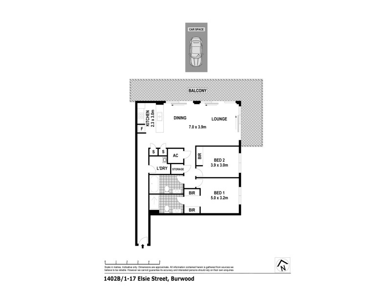 1402B/1-17 Elsie Street, Burwood NSW 2134 Floorplan