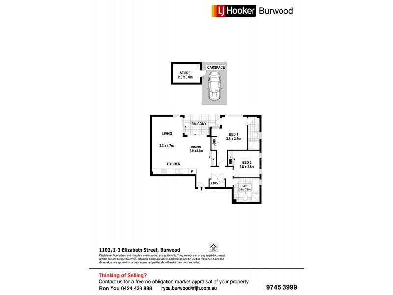 1102/1-3 Elizabeth Street, Burwood NSW 2134 Floorplan
