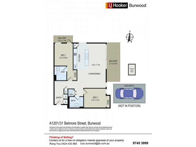 1201/31 Belmore Street, Burwood NSW 2134 Floorplan