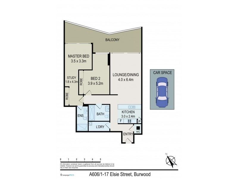 A606/1-17 Elsie Street, Burwood NSW 2134 Floorplan