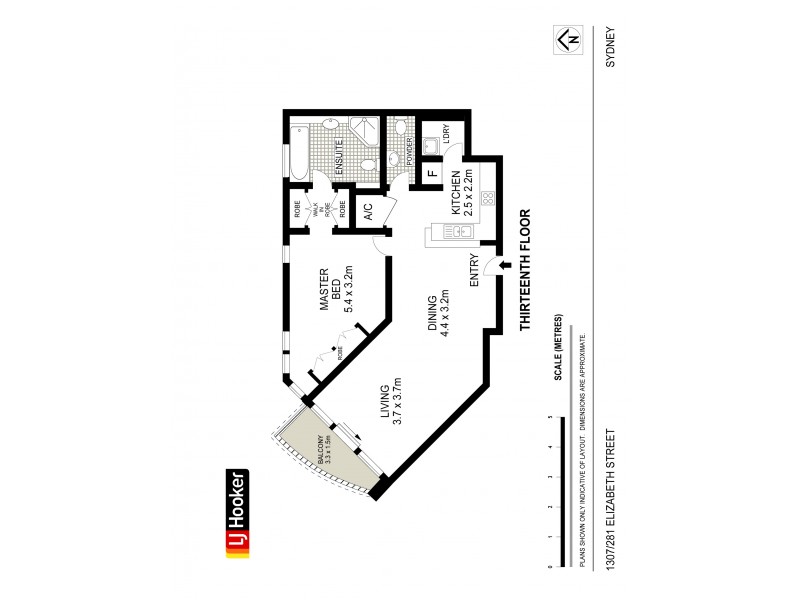 1307/281 Elizabeth St, Sydney NSW 2000 Floorplan