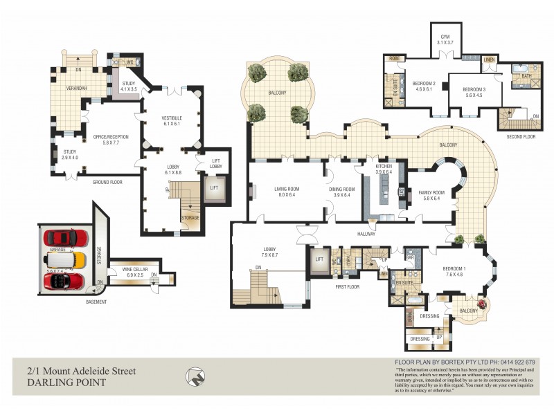 2/1 Mount Adelaide Street, Darling Point NSW 2027 Floorplan