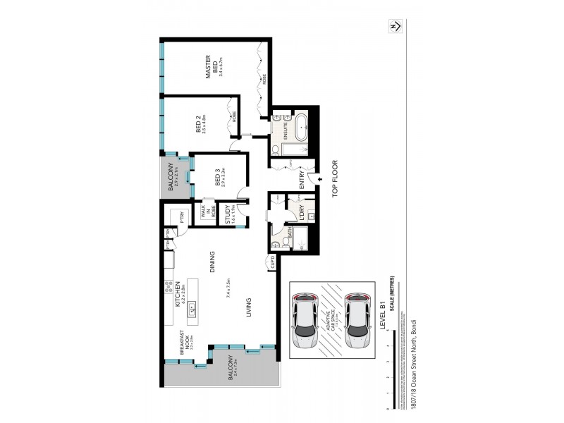 1807/20 Ocean Street North, Bondi Beach NSW 2026 Floorplan