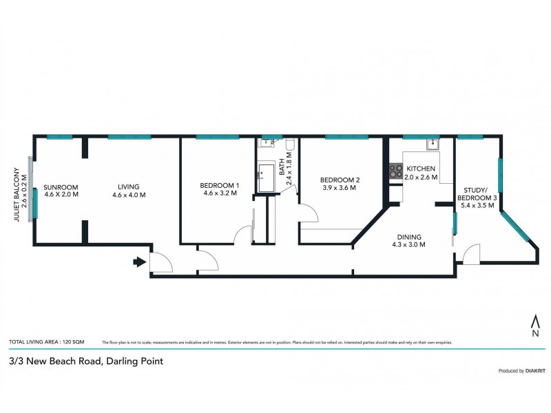 3/3 New Beach Road, Darling Point NSW 2027 Floorplan
