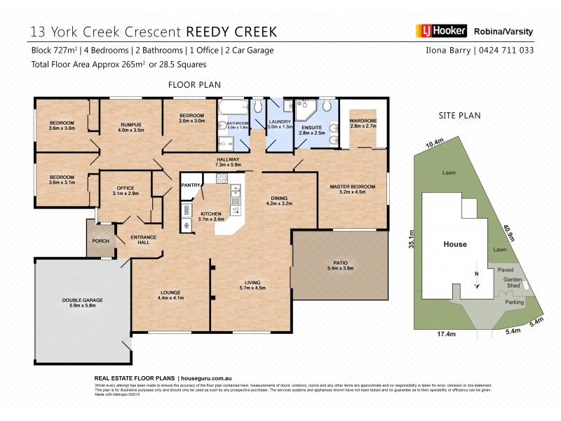 13 York Creek Crescent, Reedy Creek QLD 4227 Floorplan