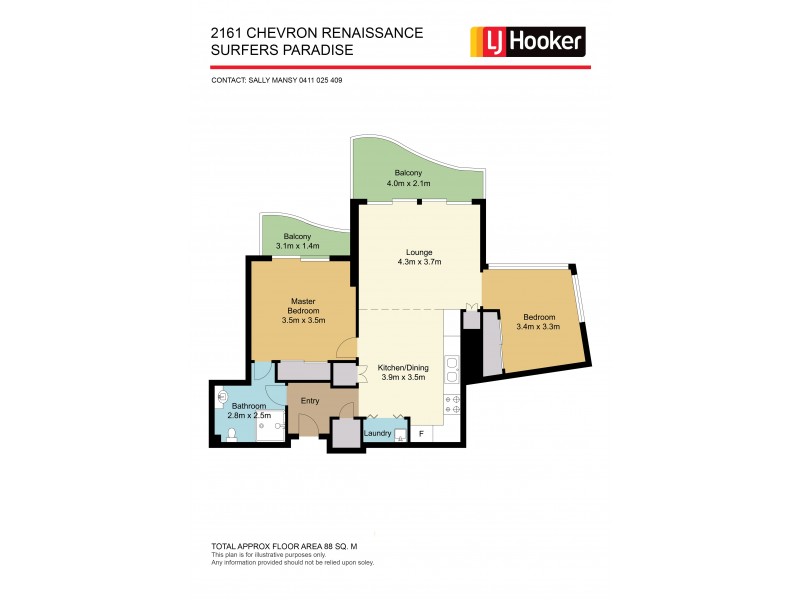 2161/23 Ferny Avenue, Surfers Paradise QLD 4217 Floorplan