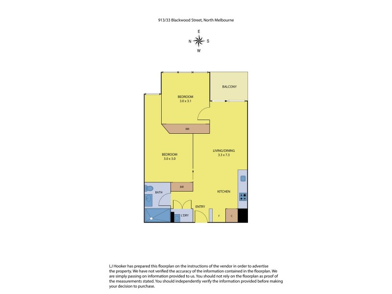 913/33 Blackwood Street, North Melbourne VIC 3051 Floorplan