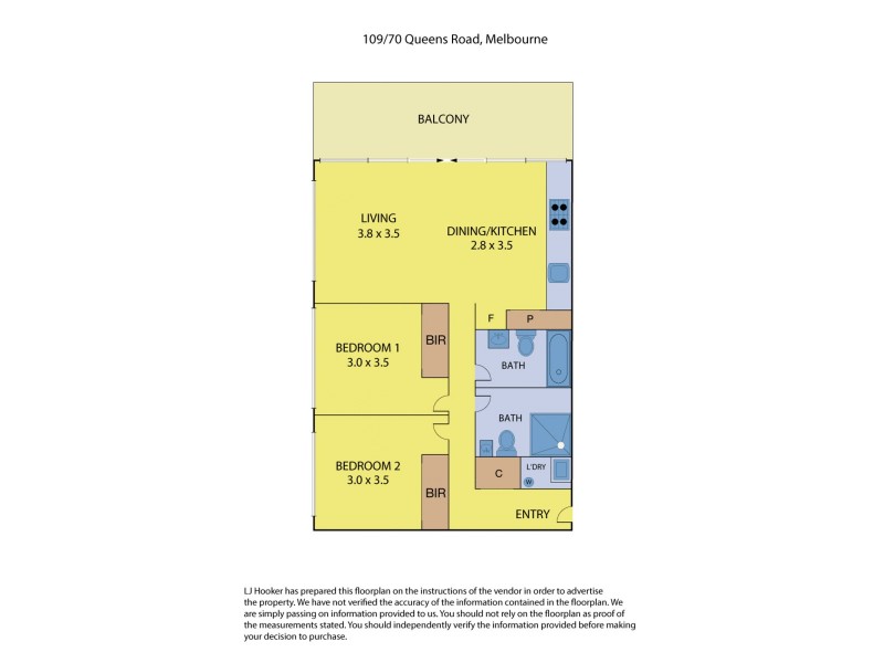 109/70 Queens Road, Melbourne VIC 3004 Floorplan